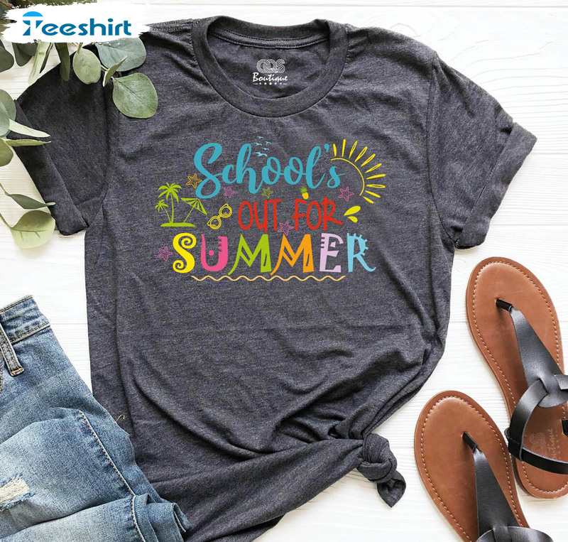 Schools Out For Summer Shirt, Trendy Summer Unisex Hoodie Short Sleeve
