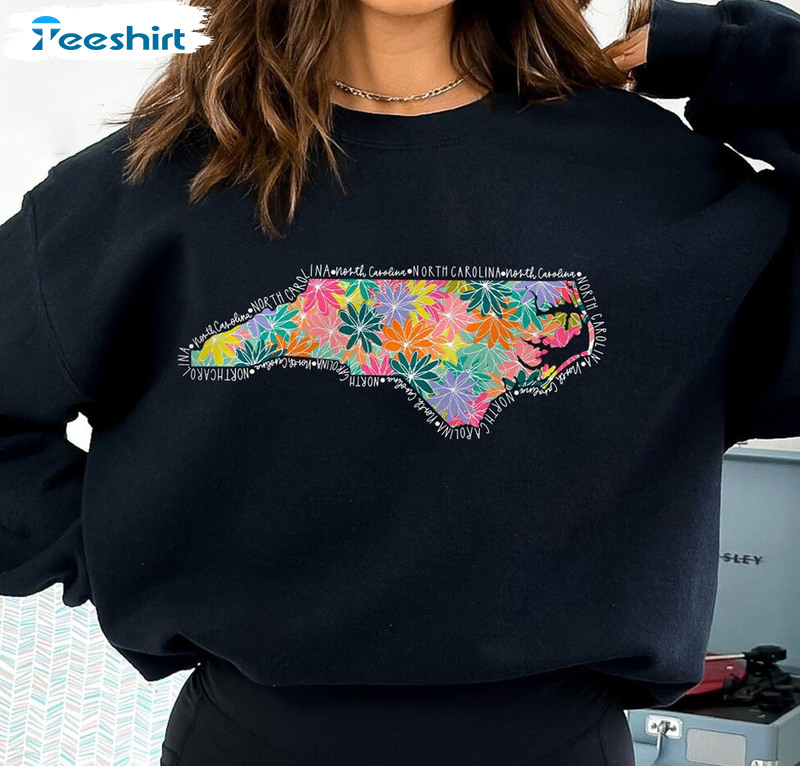 North Caroline Floral Sweatshirt , Trendy Outer Banks Short Sleeve Unisex Hoodie