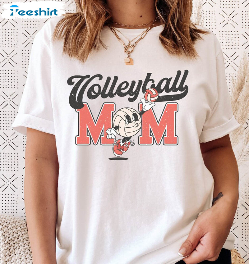 Volleyball Mom Retro Shirt , Volleyball Mama Unisex Hoodie Crewneck