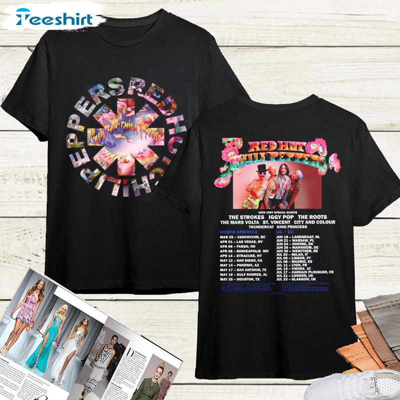 Red Hot Chili Peppers 2023 Tour Shirt, Peppers Tour 2023 Short Sleeve Unisex Hoodie