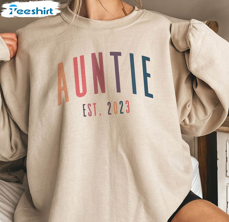 Auntie Sweatshirt, Vintage Auntie Est 2023 Unisex Hoodie Crewneck