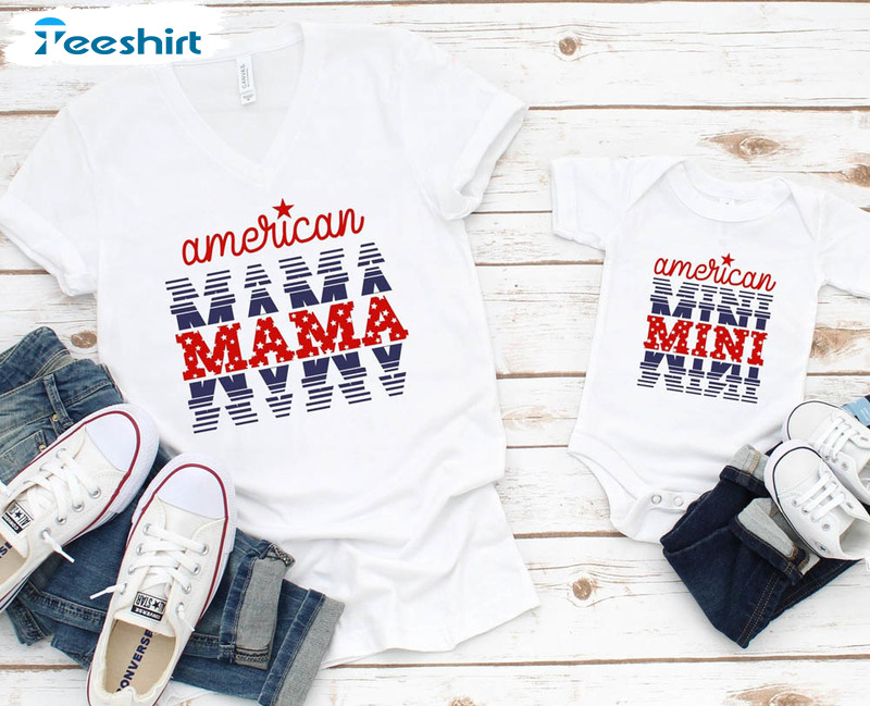 American Mama Mini Shirt, Mother Day Unisex Hoodie Long Sleeve