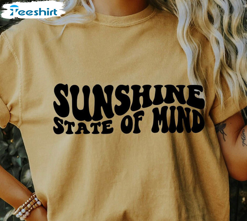 Sunshine State Of Mind Trendy Shirt, Beach Vibes Boho Long Sleeve Unisex Hoodie