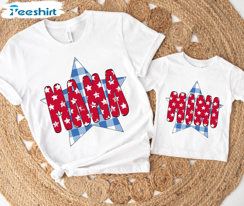 4th Of July Mama Shirt, Patriotic Mama And Mini Unisex T-shirt Crewneck