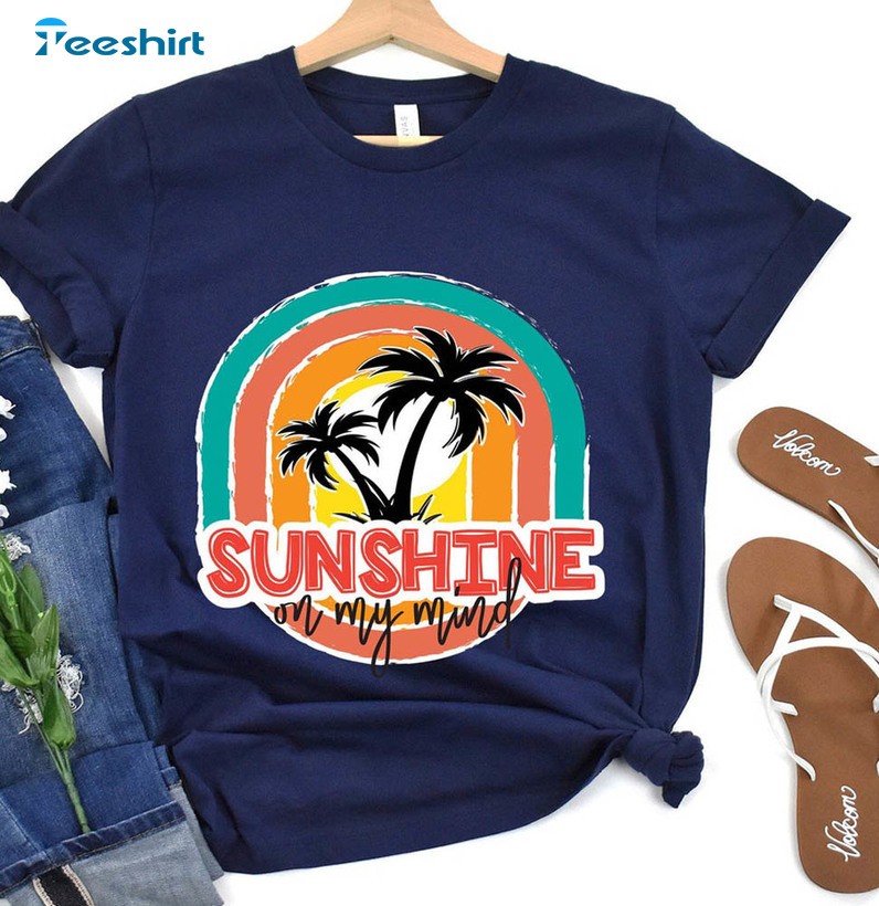 Sunshine On My Mind Shirt, Summer Beach Retro Tee Tops Long Sleeve