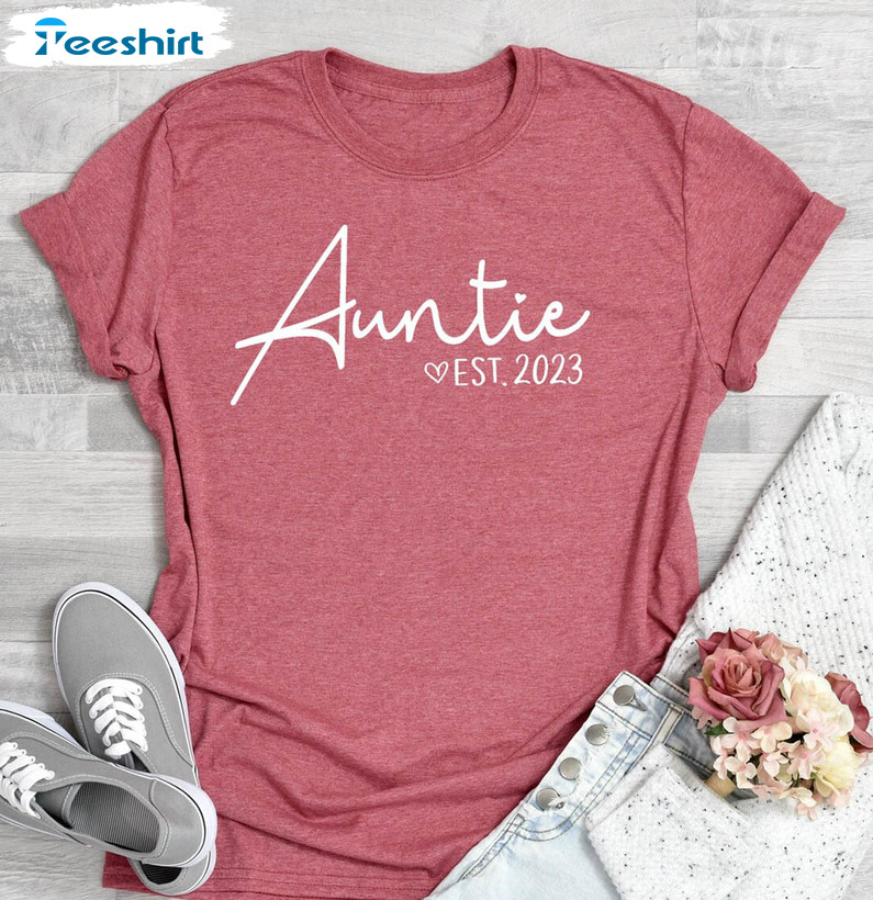 Auntie Est 2023 Shirt , Est 2023 Promoted To Auntie Sweatshirt Tee Tops