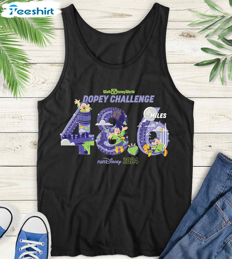 Dopey Challenge 48 6 Miles Rundisney Shirt, Walt Disney World Crewneck Short Sleeve