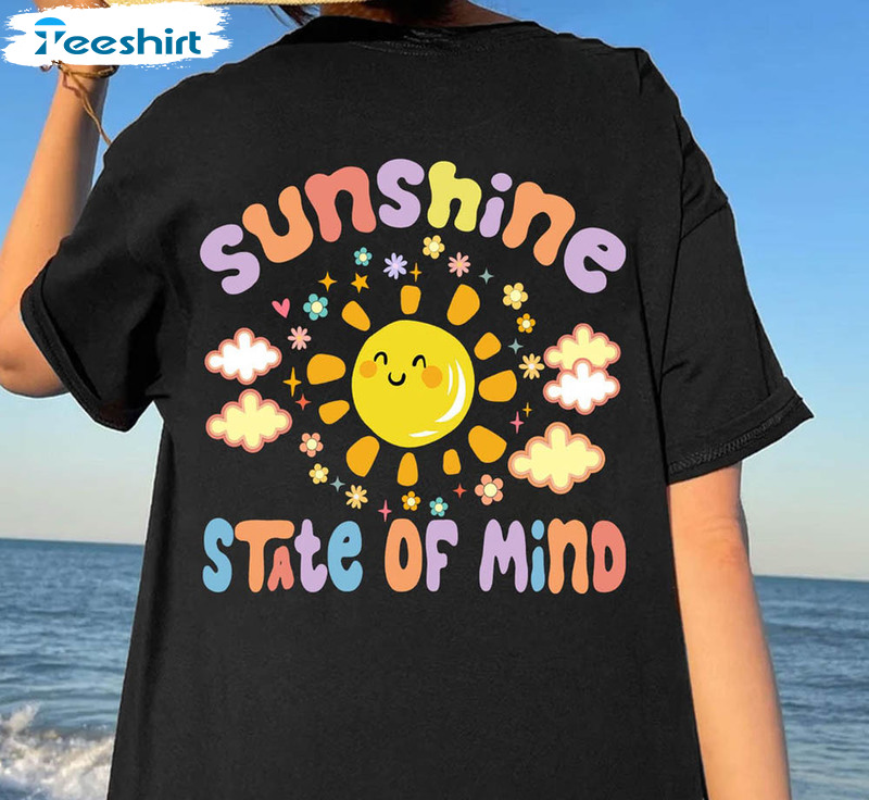 Groovy Sunshine State Of Mind Shirt, Beach Bum Crewneck Short Sleeve