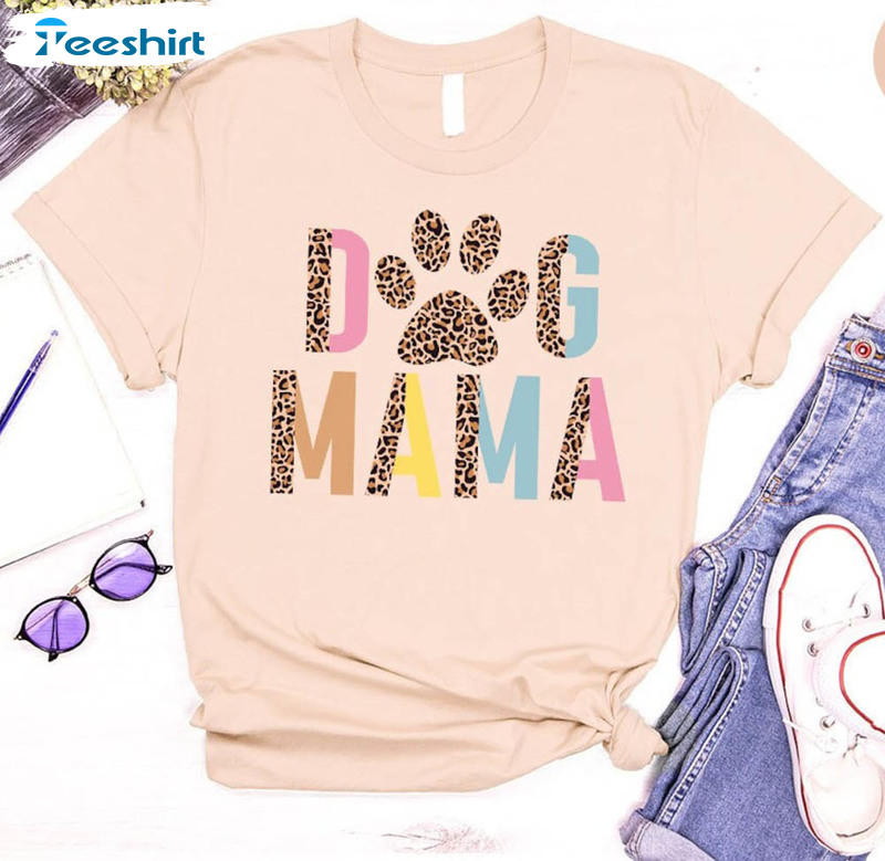 Dog Mom Leopard Shirt, Dog Paw Cute Short Sleeve Sweatshirt