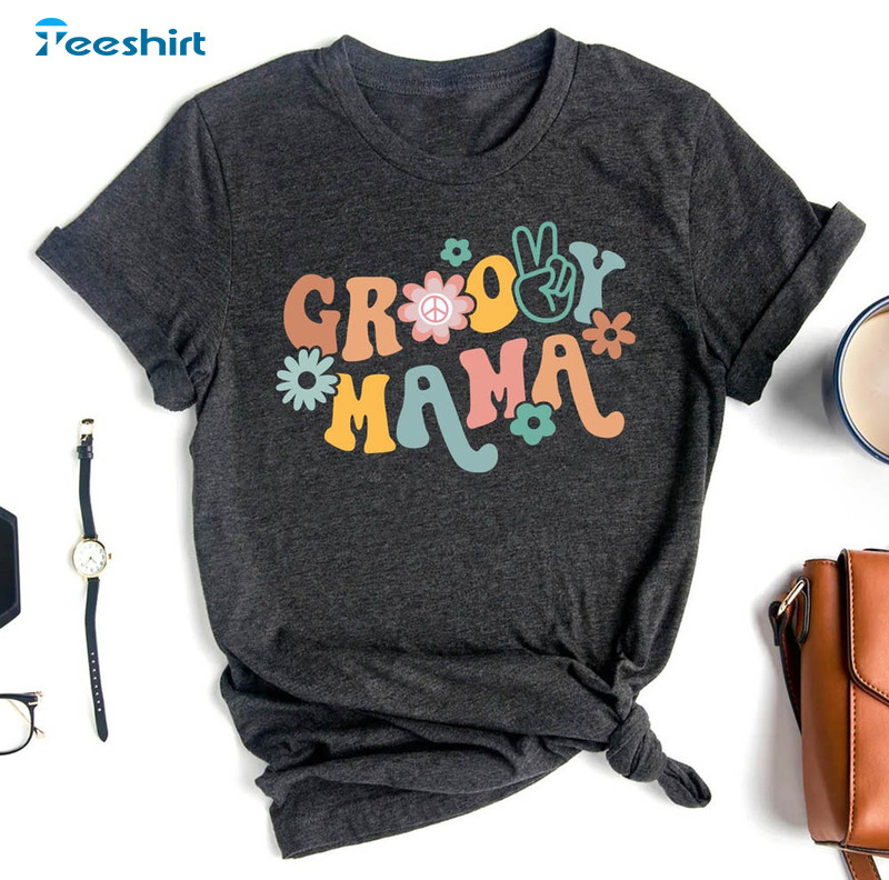 Groovy Mama Cute Shirt, Hippie Flower Power Long Sleeve Short Sleeve