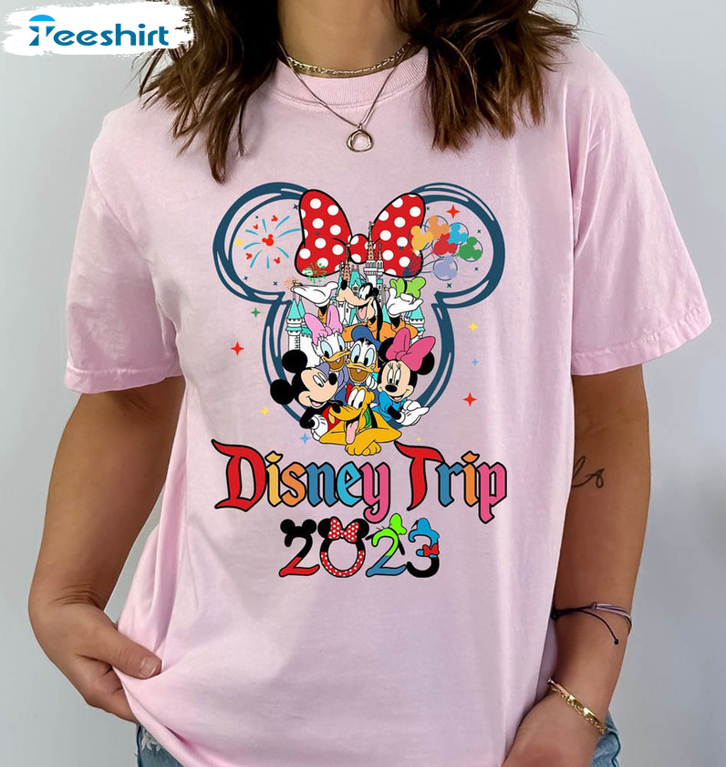 Disney Trip 2023 Shirt, Disneyworld Mickey Minnie Short Sleeve Unisex Hoodie