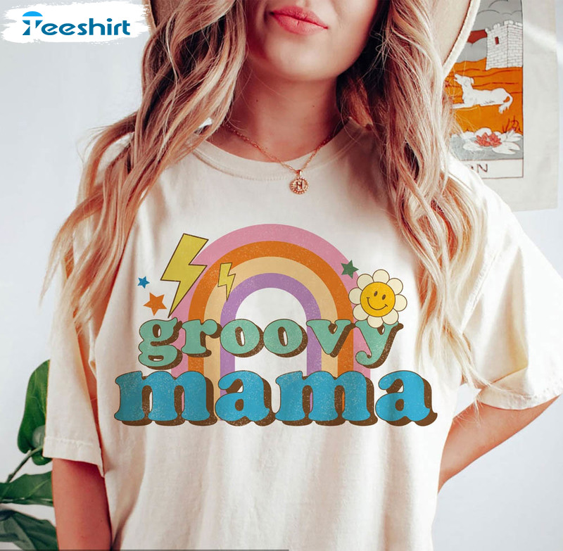 Groovy Retro Mama Shirt, New Mom Sweatshirt Long Sleeve