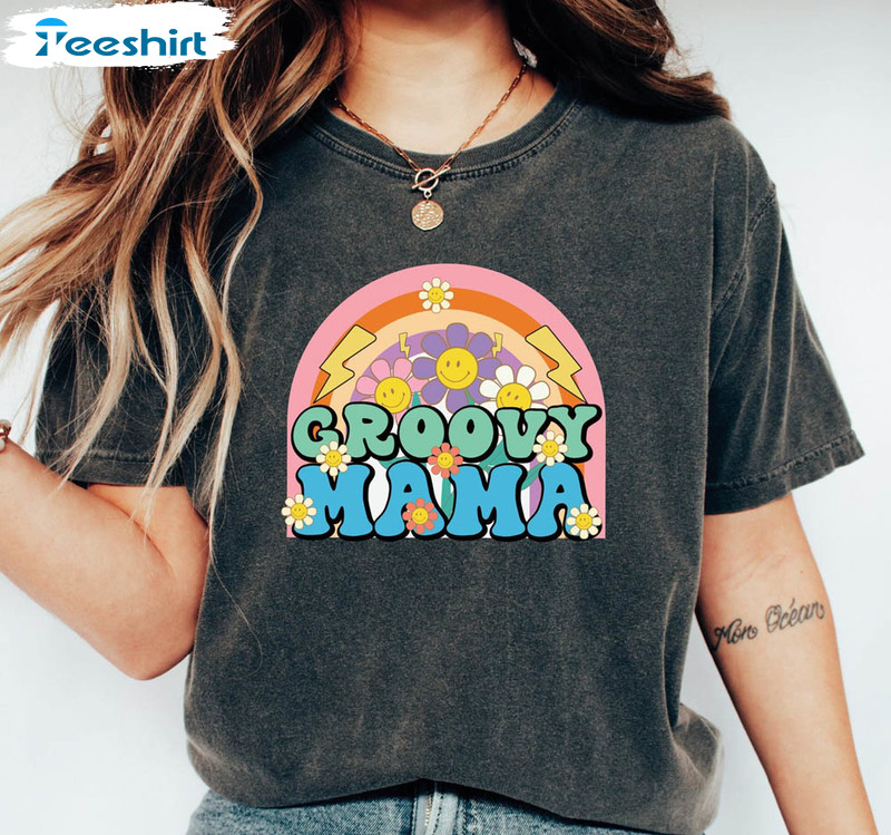 Groovy Mama Cute Shirt, Groovy Family Matching Tee Tops Short Sleeve