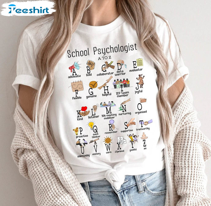 School Psychologist Alphabet Shirt, Back To School Short Sleeve Unisex Hoodie