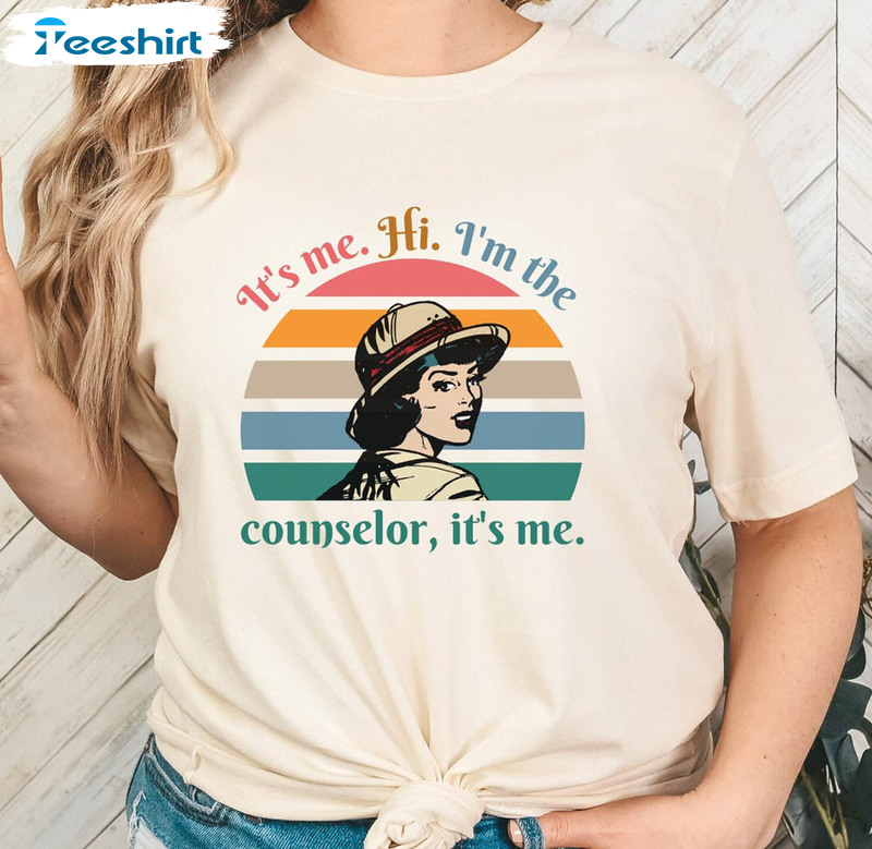 It's Me Hi I'm The Counselor Shirt, Counselor Sunset Sweatshirt Short Sleeve