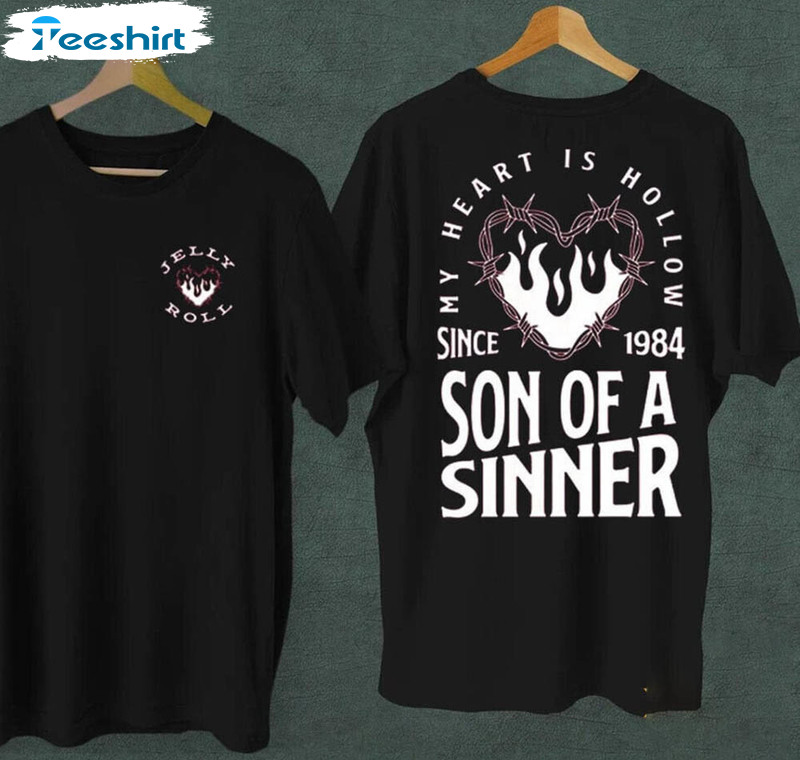 Jelly Roll Son Of A Sinner Trending Shirt, Backroad Baptism 2023 Crewneck Short Sleeve