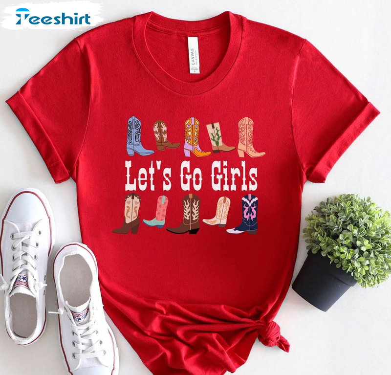 Lets Go Girls Shirt, Western Country Short Sleeve Crewneck