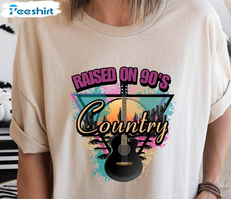 Country Music Raised On Nineties Country Shirt, Western Concert Tee Tops Short Sleeve