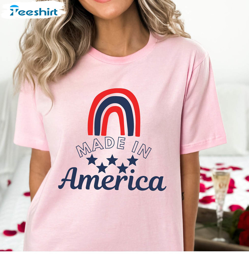 Made In America Shirt, July 4th Matching Family Short Sleeve Sweatshirt