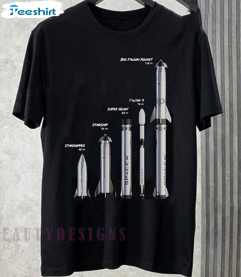 Spacex Starship Shirt, Rocket Lover Crewneck Unisex T-shirt