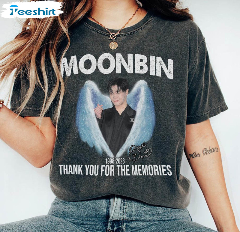 Moonbin Kpop Shirt, Thank You For The Memories 1998 2023 Rip Moonbin Short Sleeve Sweatshirt