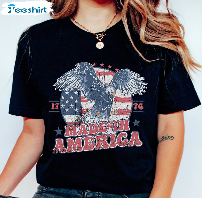 Made In America Trendy Shirt, 4th Of July Short Sleeve Tee Tops