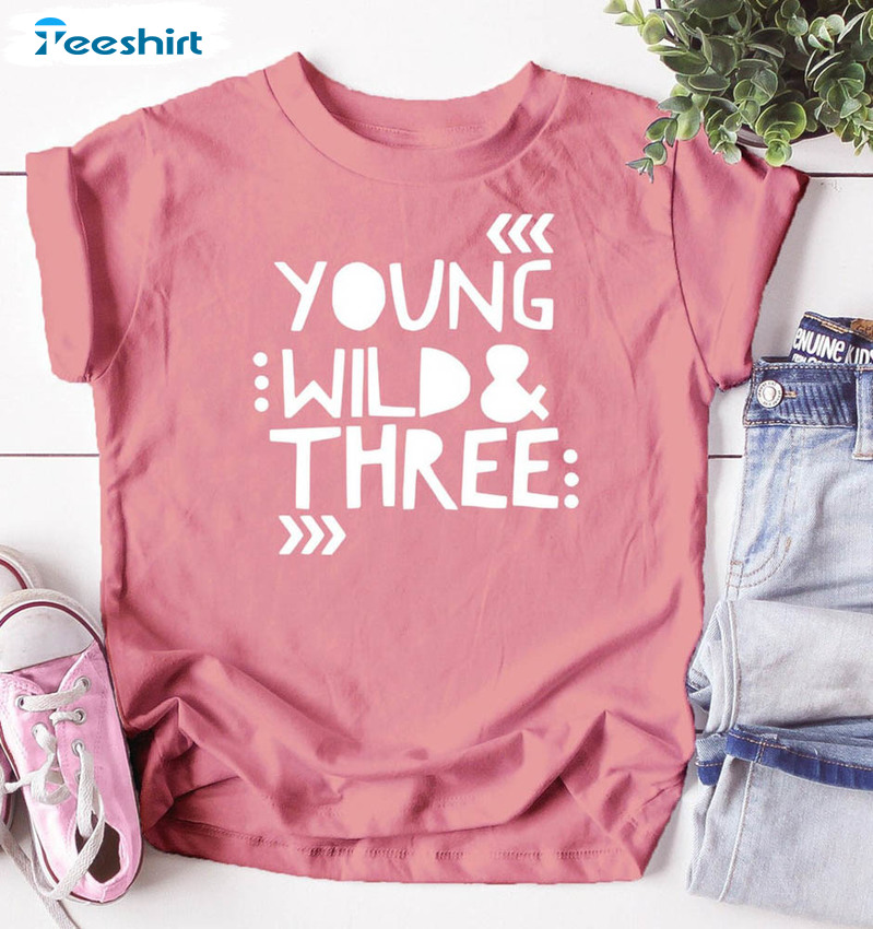 Young Wild And Three Girls 3rd Birthday Shirt, Cute Disney Unisex Hoodie Crewneck