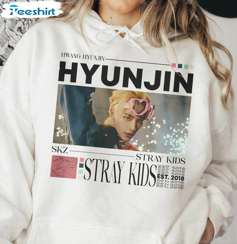 Vinatge Hyunjin Stray Kids Shirt, Kpop Music Crewneck Unisex Hoodie