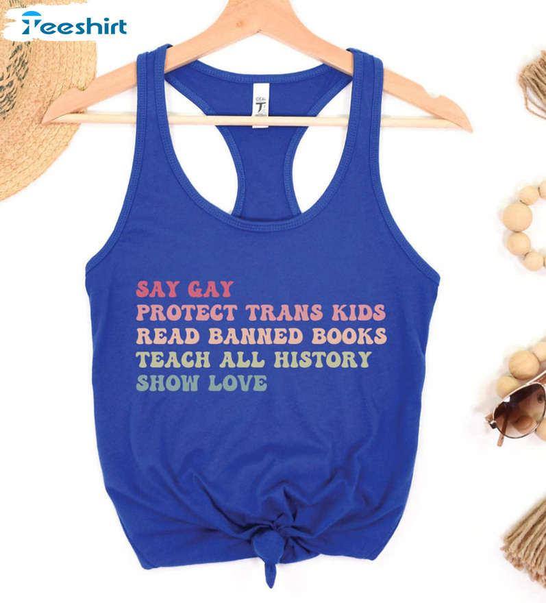 Vintage Say Gay Protect Trans Kids Read Banned Books Shirt, Social