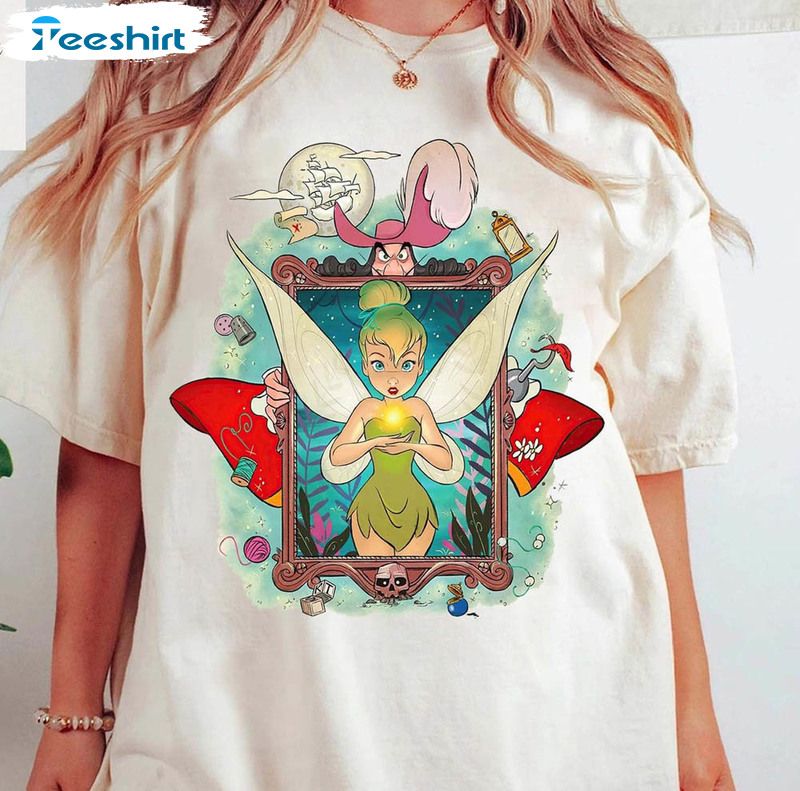 Vintage 90s Disney Tinker Bell Shirt, Fairy Magical Tee Tops Short Sleeve