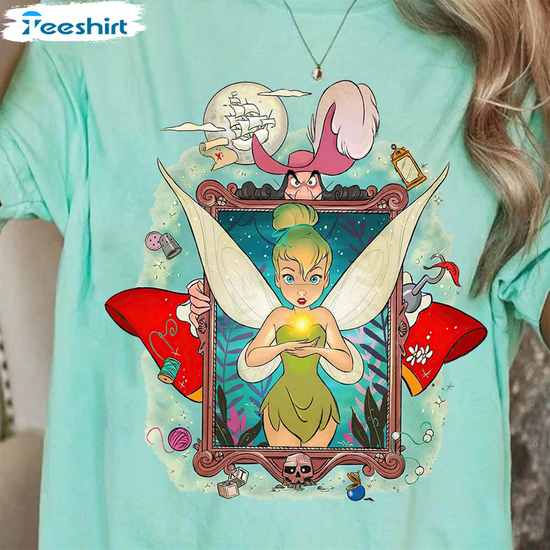 Vintage 90s Disney Tinker Bell Shirt, Fairy Magical Tee Tops Short