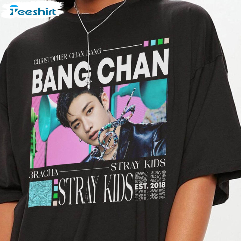 Vinatge Bang Chan Stray Kids Shirt, Vintage Style Korean Tee Tops Unisex Hoodie