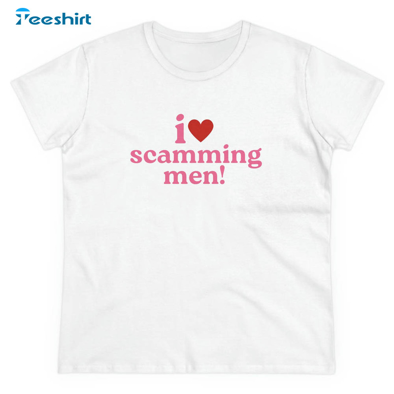 I Love Scamming Men Shirt, Funny I Heart Scamming Short Sleeve Sweatshirt