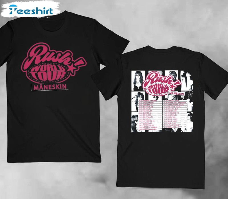 Maneskin Rush World Tour 2023 Trendy Shirt, Maneskin Concert 2023 Long Sleeve Short Sleeve