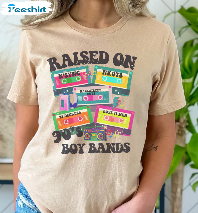 Raised On 90s Boy Bands Shirt, Vintage Bands Band Unisex Hoodie Long Sleeve