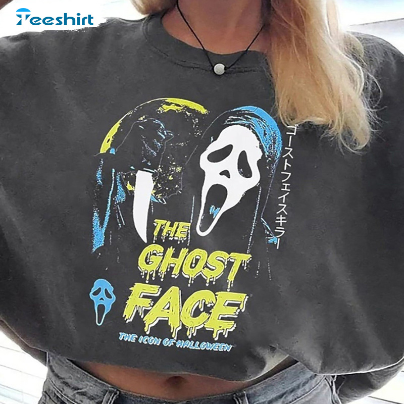 The Ghost Face Sweatshirt, Horror Movie Crewneck, Halloween Ghost Face Cool Design Tee Tops