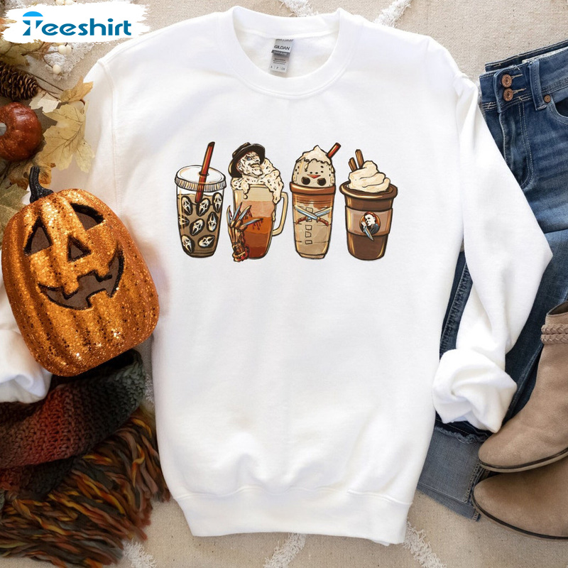 Horror Coffee Sweatshir, Horror Movie T-Shirt, Spooky Season Hoodie Crewneck