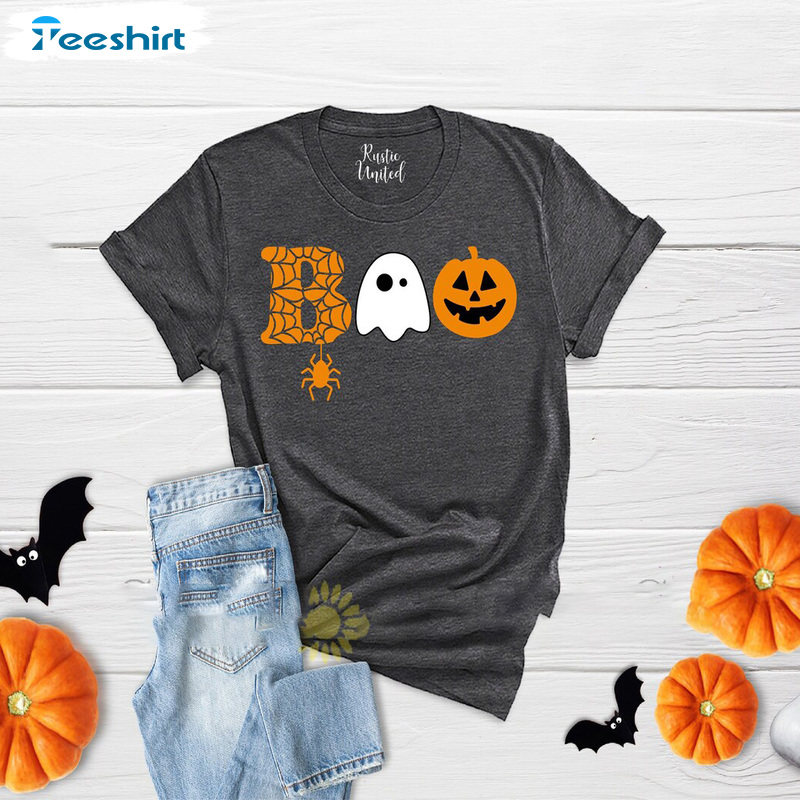 Halloween Boo Shirt, Halloween Pumpkin And Ghost Sweatshirt, Halloween Spider Crewneck