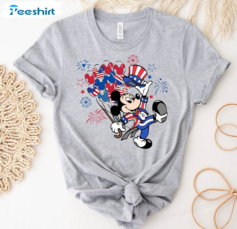 Happy Disney 4th Of July Funny Shirt, Patriotic Disney Long Sleeve Crewneck