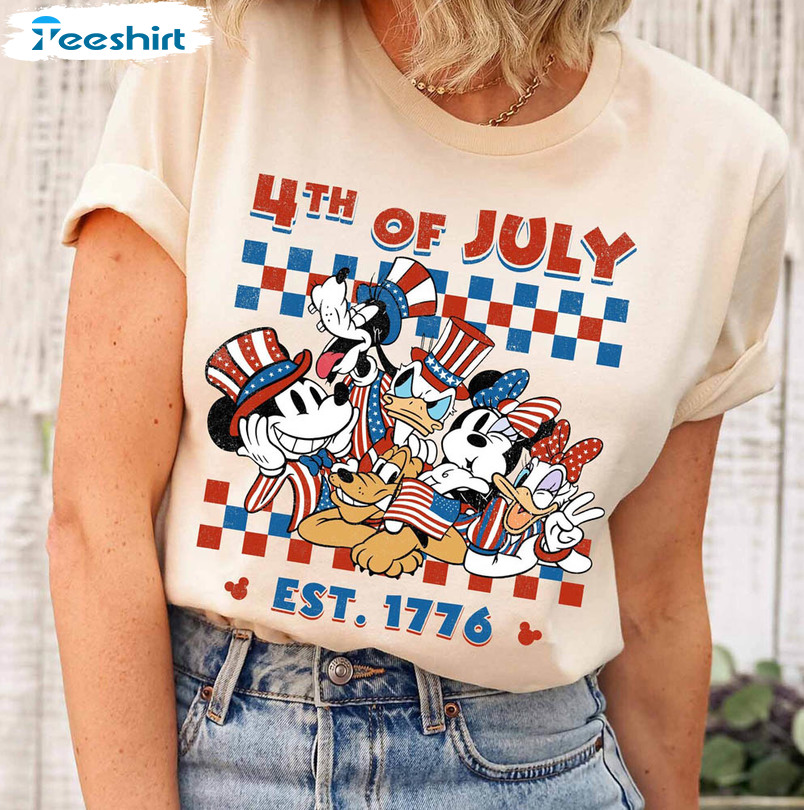 Vintage Disney 4th Of July Shirt, Mickey And Friends Independence Day Crewneck Sweatshirt