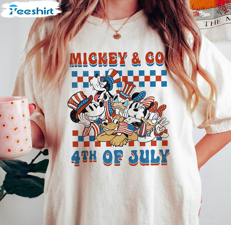 Mickey And Co 4th Of July Shirt, Disney Mickey Minnie Long Sleeve Short Sleeve