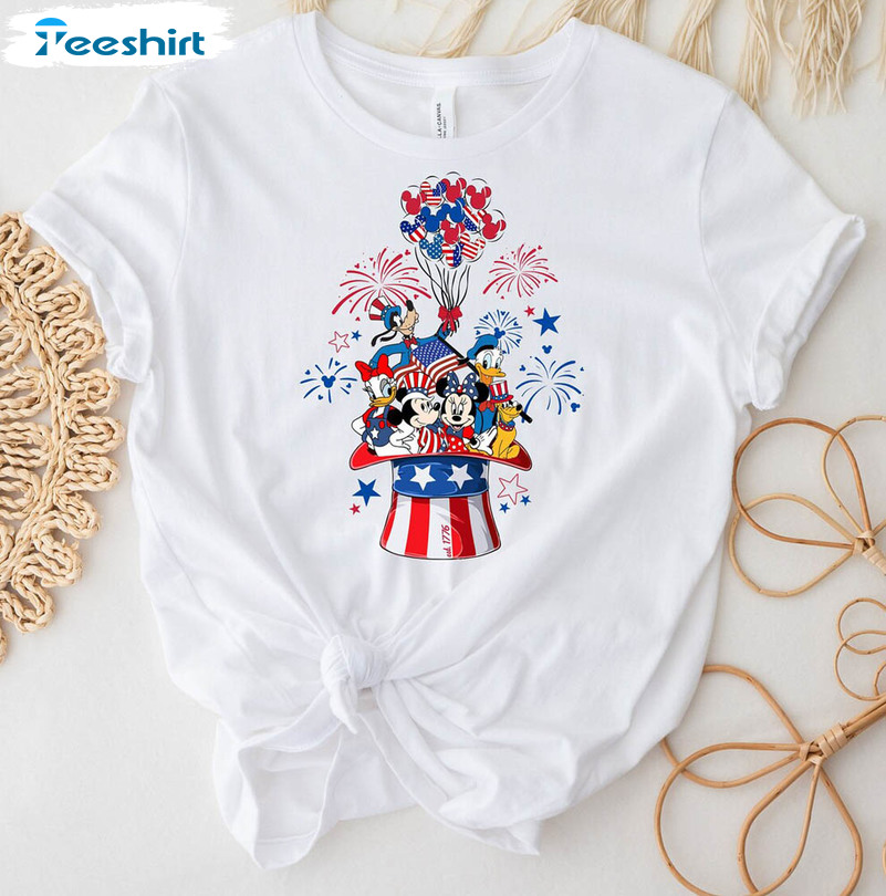 Happy Disney 4th Of July Shirt, Patriotic Disney Tee Tops Long Sleeve