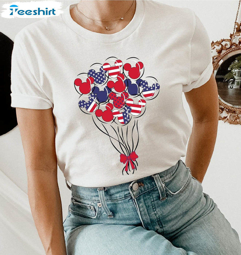 Disney Usa Flag Trendy Shirt, Mickey Balloon 4th Of July Unisex Hoodie Tee Tops