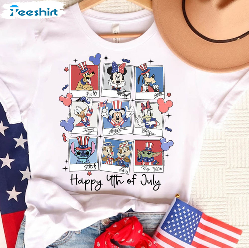 Retro Mickey And Friends 4th Of July Shirt, Funny Disney Independence Day Tee Tops Short Sleeve