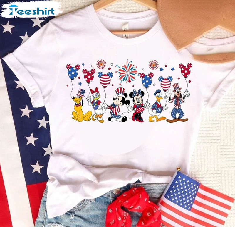 Disney Balloons Mickey And Friends 4th Of July Shirt, Funny Disney Unisex T-shirt Unisex Hoodie