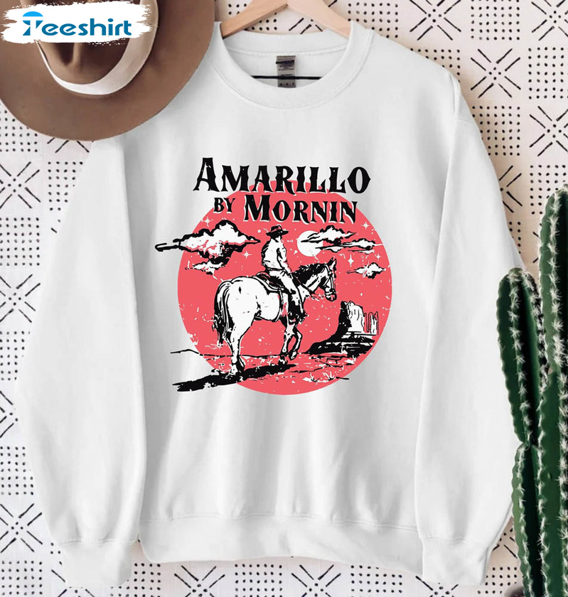 Amarillo By Morning Trendy Shirt, Western Cowboy Long Sleeve Short Sleeve