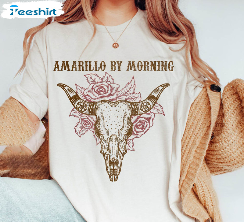 Boho Amarillo By Morning Shirt, Western Cowgirl Crewneck Short Sleeve