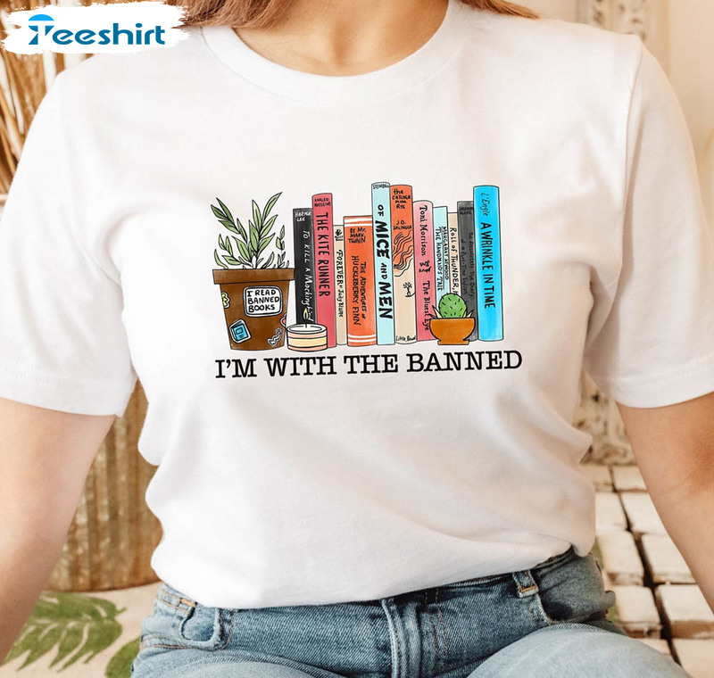 I'm With The Banned Shirt, Trendy Banned Books Unisex Hoodie Long Sleeve
