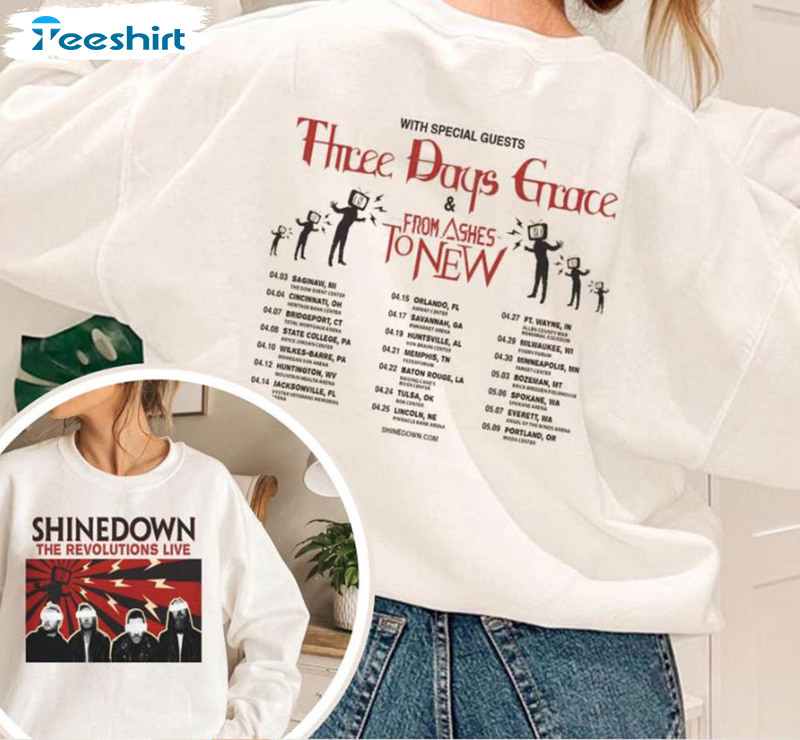The Revolutions Live Tour Shinedown Shirt, Rock Music Crewneck Tee Tops