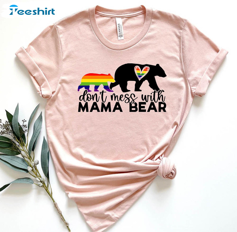 Don't Mess With Mama Bear Trendy Shirt, Lgbtq Pride Mom Hoodie Tee Tops